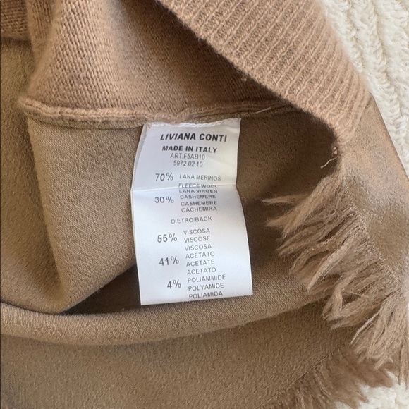 LIVIANA CONTI Wool Cashmere Tan Button-Up Cardigan size IT 46 US L - Picture 5 of 6